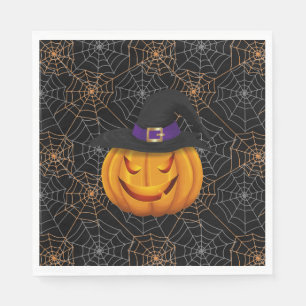 Serviette En Papier Papier Halloween serviettes-araignée Webs & Citrou