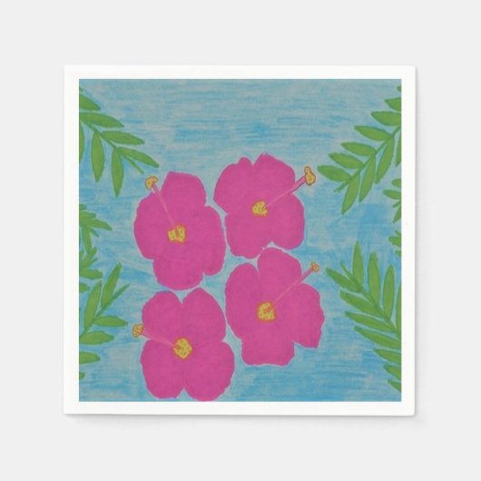 Serviette En Papier Papier Hibiscus rose (Devant)