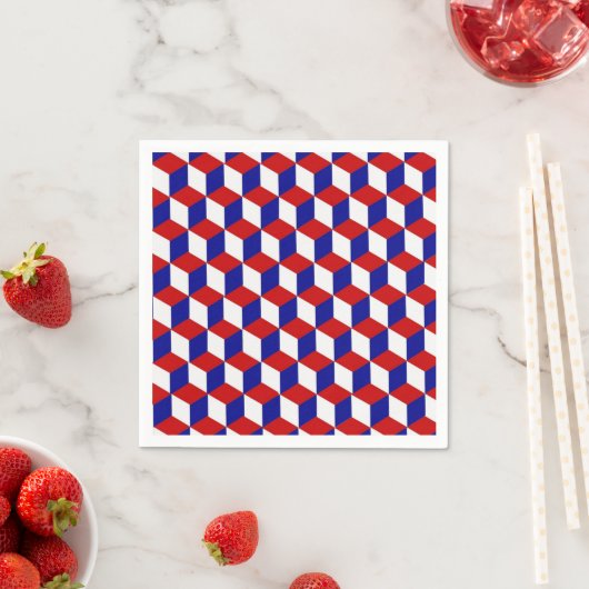 Serviette En Papier Papier - Illustration en rouge, blanc, bleu (En situation)