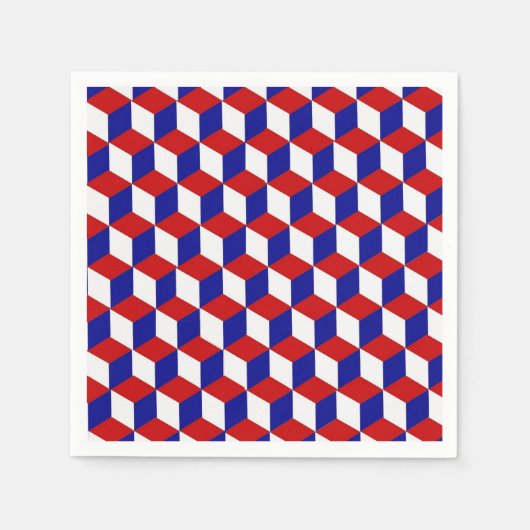 Serviette En Papier Papier - Illustration en rouge, blanc, bleu (Devant)