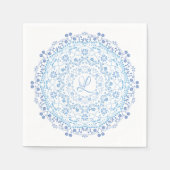 Serviette En Papier Papier initial bleu Mandala modifiable Napkin (Devant)