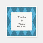 Serviette En Papier Papier Jacquard bleu serviettes (Devant)