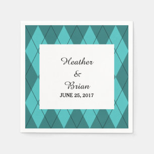 Serviette En Papier Papier Jacquard Turquoise