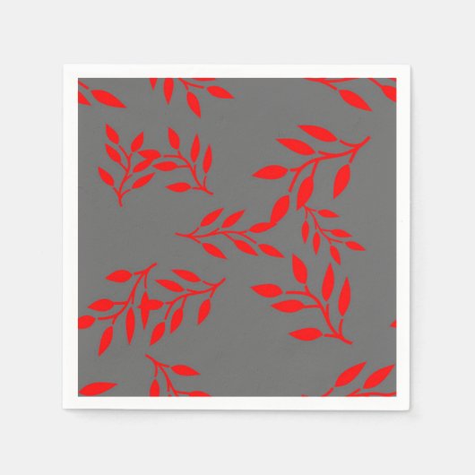 Serviette En Papier Papier Jardin serviettes rouge sur gris (Devant)