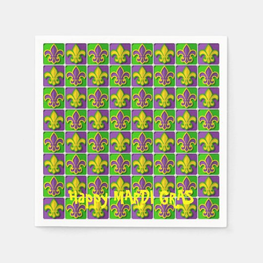 Serviette En Papier Papier jetable MARDI GRAS Fleur de Lis (Devant)