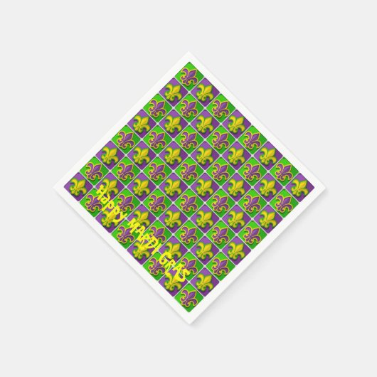 Serviette En Papier Papier jetable MARDI GRAS Fleur de Lis (Coin)