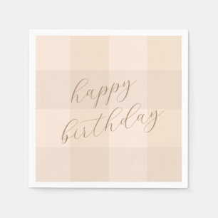 Serviette En Papier Papier Joyeux Anniversaire Script Gingham Neutre M