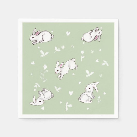 Serviette En Papier Papier lapin vert Sage Naples (Devant)