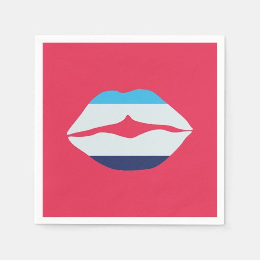 Serviette En Papier Papier Lips Burgundy Et Bleu (Devant)