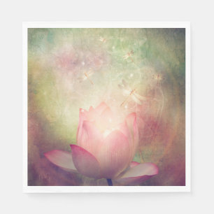 Serviette En Papier Papier Lotus et libellules Napkin