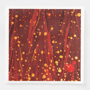 SERVIETTE EN PAPIER PAPIER MARBÉ ROUGE ABSTRAIT AVEC ÉPAULES D'OR
