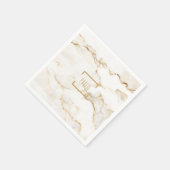 Serviette En Papier Papier Marbré Effet Or Nom Personnalisé (Coin)