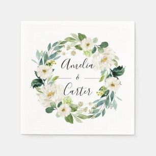 Serviette En Papier Papier Mariage à fleurs blanc Napkin