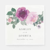 Serviette En Papier Papier Mariage à fleurs rose magenta (Devant)