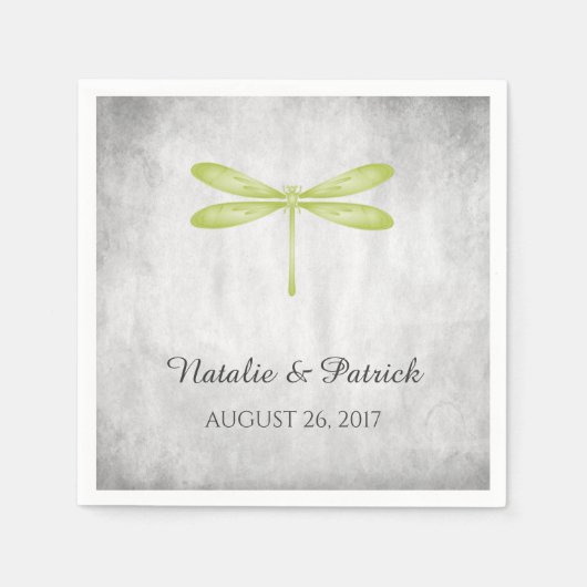 Serviette En Papier Papier Mariage à libellules vertes (Devant)