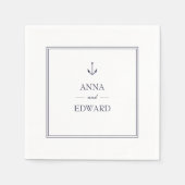 Serviette En Papier Papier Mariage Ancre bleu marine (Devant)