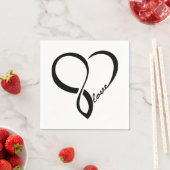 Serviette En Papier Papier Mariage Black Love Heart (En situation)