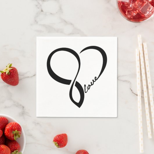 Serviette En Papier Papier Mariage Black Love Heart (En situation)