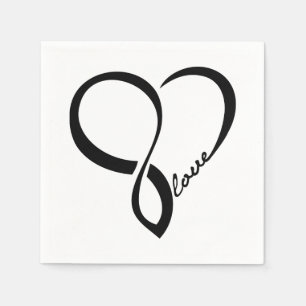 Serviette En Papier Papier Mariage Black Love Heart