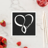 Serviette En Papier Papier Mariage Black Love Heart (En situation)