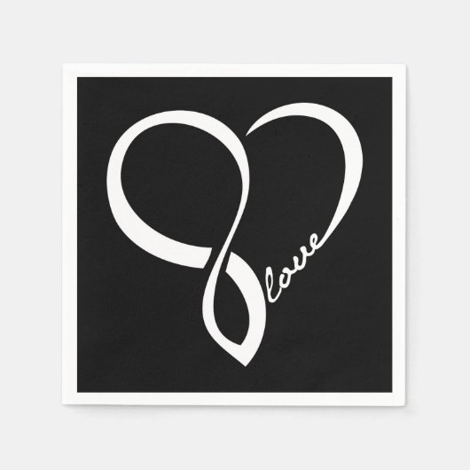 Serviette En Papier Papier Mariage Black Love Heart (Devant)