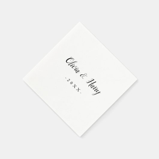 Serviette En Papier Papier Mariage blanc chic Napkin (Coin)