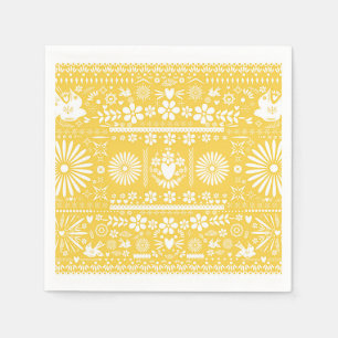 Serviette En Papier Papier Mariage Blanc Jaune Picado Mexicain