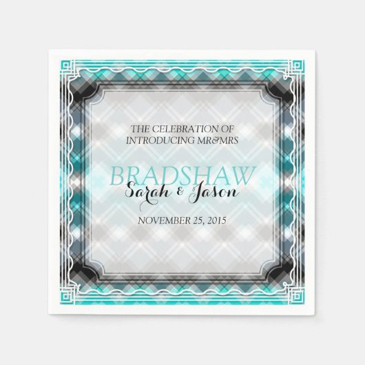 Serviette En Papier Papier Mariage bleu Aqua Sparkle (Devant)