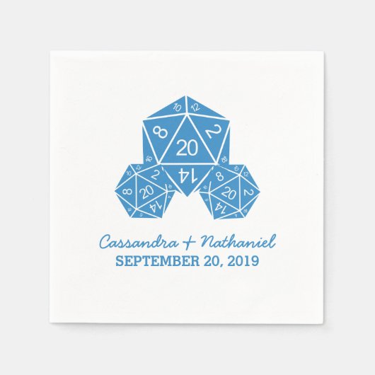 Serviette En Papier Papier Mariage bleu D20 dés (Devant)