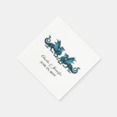 Serviette En Papier Papier Mariage Bleu Élégant Dragons (Coin)