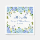 Serviette En Papier Papier Mariage bleu Hydrangea Floral Greenery (Devant)