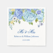 Serviette En Papier Papier Mariage bleu Hydrangea Floral Greenery (Devant)