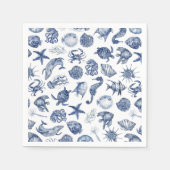 Serviette En Papier Papier Mariage bleu littoral Napkin (Devant)