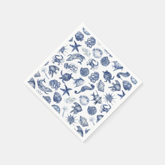 Serviette En Papier Papier Mariage bleu littoral Napkin (Coin)