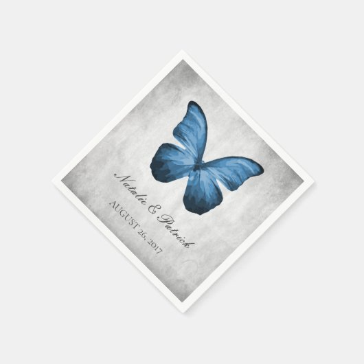 Serviette En Papier Papier Mariage bleu papillon (Coin)