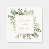 Serviette En Papier Papier Mariage Botanique Gold Greenery (Devant)