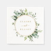 Serviette En Papier Papier Mariage Botanique Gold Greenery (Devant)