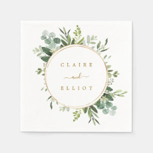 Serviette En Papier Papier Mariage Botanique Gold Greenery