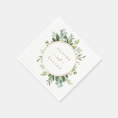 Serviette En Papier Papier Mariage Botanique Gold Greenery (Coin)