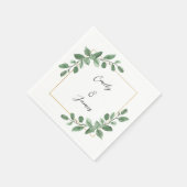 Serviette En Papier Papier Mariage Botanique Vert (Coin)