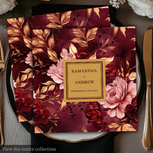 Serviette En Papier Papier Mariage Burgundy Bleu Moderne