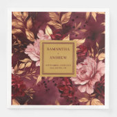 Serviette En Papier Papier Mariage Burgundy Bleu Moderne (Devant)