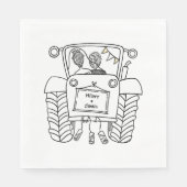 Serviette En Papier Papier Mariage campagnard Tracteur personnalisé (Devant)