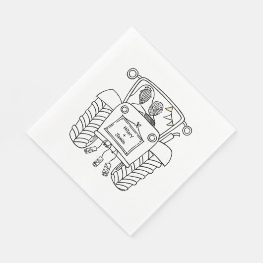 Serviette En Papier Papier Mariage campagnard Tracteur personnalisé (Coin)