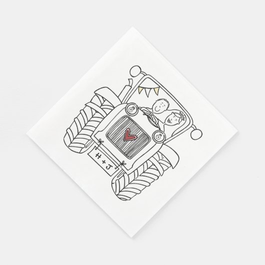 Serviette En Papier Papier Mariage campagnard Tracteur personnalisé (Coin)