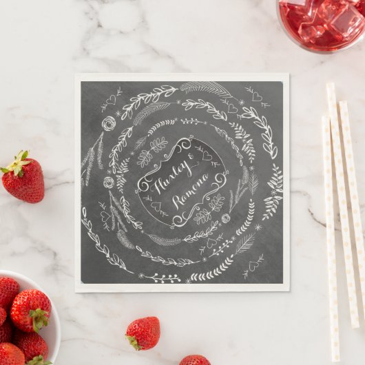 Serviette En Papier Papier Mariage Chalkboard personnalisé (En situation)