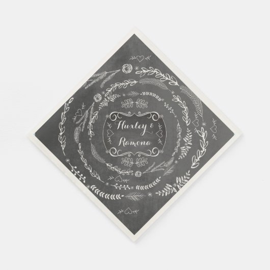 Serviette En Papier Papier Mariage Chalkboard personnalisé (Coin)