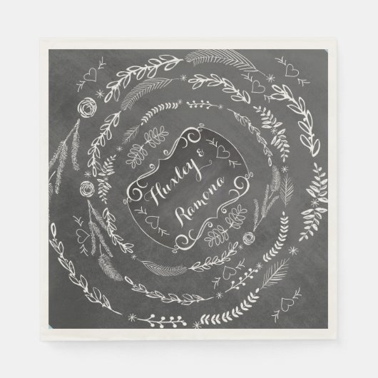 Serviette En Papier Papier Mariage Chalkboard personnalisé (Devant)