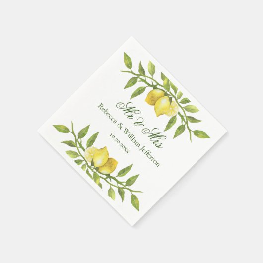 Serviette En Papier Papier Mariage citrons et verdure (Coin)