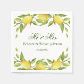 Serviette En Papier Papier Mariage citrons et verdure (Devant)
